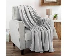 Flanell-Fleece-Überwurf-Decke, für Couch, Heimdekoration, Bett, Sofa & Stuhl, Übergröße 152,4 x 177,8 cm, leicht, weich & Plüsch, Mikrofaser in Desert Tan von LHC Full Dawn Gray