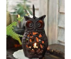 Chris.W Teelichthalter, Eule, Gusseisen, Kerzenleuchter, Kerzenleuchter, Dekoration