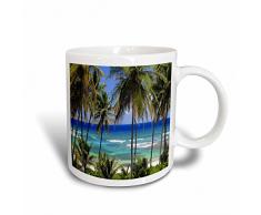 3dRose Tropical mit Landschaft mit Swaying Palmen und glimpses Kaffeebecher, Keramik, Blau, 10.16 cm x 7,62 x-Uhr