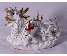 DELICATE Feng Shui Dragon – Handgefertigt und Verziert chinesischem Porzellan, Figur Les Toits 40321 Height x Width x Depth: 3.2 x 4.4 x 1.4 inches Weiß