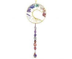 mookaitedecor Crystal Tree of Life Sonnenfänger mit Kristallkugel Prisma, Wanddekoration für Fenster und Zuhause bunt