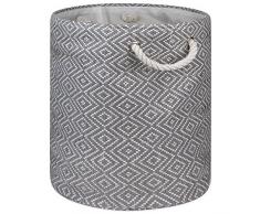 DII, geflochtener Papierkorb, faltbar und praktisch Rund 20x15 Grau/Weiß