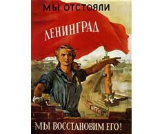 Sowjetischen Propaganda Poster – 2. Weltkrieg Russian proraganda Leningrad Stalingrad – Erste Weltkrieg Art Wand Prints Reproduktion – Military Wand Art Decor für Zuhause, Büro, Wohnzimmer, Schlafzimmer Art Deco 11.7 x 16.5 mehrfarbig