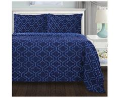 Superior Bettwäsche-Set Modern King/California King Rankgitter in Marineblau