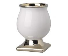 Benjara Keramikvase mit Sockel, Weiß/goldfarben