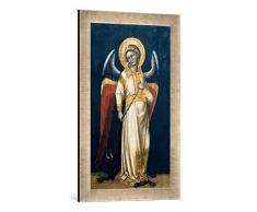 Gerahmtes Bild von Ridolfo di Arpo Guariento Der Engel mit dem in Ketten gelegten Teufel, Kunstdruck im hochwertigen handgefertigten Bilder-Rahmen, 40x60 cm, Silber Raya