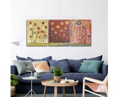 Violett Eisenkraut Art 3 Platten Elegante Sun Blumen Bilder Prints auf Leinwand Wände Kunstwerke, Retro Art Wandbild für die Decor von Wohnzimmer House, gedehnt und gerahmt, jedes Stück 40,6 x 50,8 cm