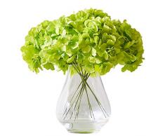 Kislohum Künstliche Hortensien Blütenköpfe Hortensien Seidenblumen Kopf für Hochzeit Tafelaufsätze Blumensträuße DIY Blumendekoration Heimdekoration 10 Stück mit Holzstielen – Farbe grün