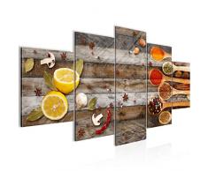 Bilder Küche Gewürze Wandbild Vlies - Leinwand Bild XXL Format Wandbilder Wohnzimmer Wohnung Deko Kunstdrucke Braun 5 Teilig - MADE IN GERMANY - Fertig zum Aufhängen 019653b