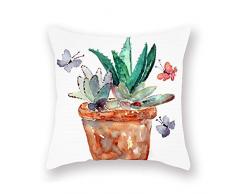 Asminifor Kissenbezüge Sukkulenten Kakteen Blumen Kunst getopft mit Schmetterling dekorative Überwurf-Kissenbezüge für zu Hause Sofa 45,7 x 45,7 cm, super weicher Kissenbezug 18 x 18 inches F01