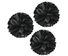 Wrapables Pompoms Party Dekorationen für Hochzeiten, Geburtstagsfeiern, Baby Duschen und Kinderzimmer Decor, schwarz, 35,6 cm, Set von 3