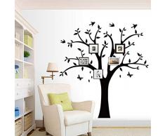FEGEI Familie Baum Wand Aufkleber mit Schmetterlinge und Vögel, Einfachen Stil Wand Aufkleber, Wohnzimmer Home Decor Wandtattoo