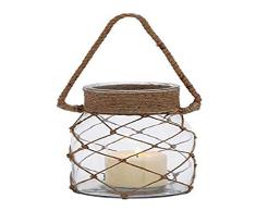 Deco 79 28856 Glas Seil Kerze Laterne 15,2 cm W, 25,4 cm H -