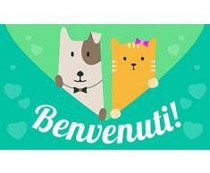 Gift Company Willkommen Micio BAU Fußmatte, Kokos, bunt, 75 x 2 x 45 cm