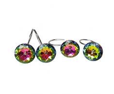 Chictie 12 Stück, transparent bunte Kristall Duschvorhang Haken Ringe Set für Badezimmer rostfrei chrom Dekorative Gem Kleiderbügel