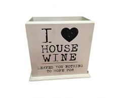 Pide X esa Boca Fordert X Dieser Mund I Love House Weinregal, für 2 Flaschen, 20 x 11,5 x 19,5 cm, weiß