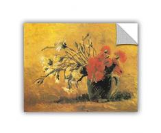 Artwall Kunstdruck auf Leinwand Vincent Vangogh Kunst der Vase mit Rot und weißer Nelke auf Gelb Hintergrund appealz Abnehmbarer Graphic Art Wand 14x18