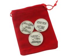 WestinWorks Love Token Geschenkset DREI Verschiedene große Steine, mit roter Geschenktüte