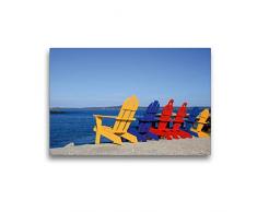 Premium Textil-Leinwand 45 x 30 cm Quer-Format Farbige Stühle am Strand, Kanada | Wandbild, HD-Bild auf Keilrahmen, Fertigbild auf hochwertigem Vlies, Leinwanddruck von Willy Matheisl
