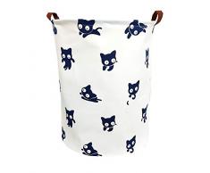 TIBAOLOVER Wäschesammler, groß, wasserdicht, faltbar, 50 cm, Blue Cats, 19.7H×15.7D inches
