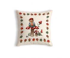 Home Olé Jugend Kissenbezug mit Motiv Wichtel Pilz, aus Polycotton, Mehrfarbig, 45 x 45 cm