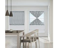 PICCOCASA Eleganter Verdunkelungsvorhang für französische Türen, Verdunkelung, mit Raffhaltern, 2 Paneele W54 x L40 Inch grau