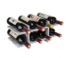 MyGift Weinregal Rustikal graywashed Holz Wein Aufbewahrung Rack