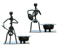 Rmdusk Zigarettenaschenbecher, 15,9 cm H, Musikband-Figur, Tuba Violoncello, Iron Art Musikspieler, Statue Modell Home Bar Garten Dekoration, 2 Stück