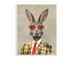 The Stupell Home Decor Vintage Rabbit Man Hochformat Leinwand Wandtafel 12x18 merhfarbig