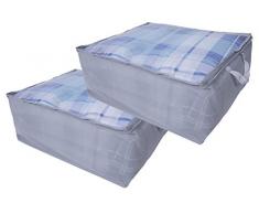 Amelitory Unterbettkommode Tasche Betten Behälter Reißverschluss Tröster Organizer Große Kapazität aus Stoff Gray(2 Pack)