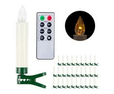 Relaxdays LED Kerzen 30er Set, mit Fernbedienung, Timer, LED Beleuchtung, warmweiß, Weihnachtsdeko, kabellos, weiß/grün