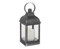 Flower Power 4685, LED Laterne, Plastik, Schwarz, 10,5 x 10,5 x 22,5 cm