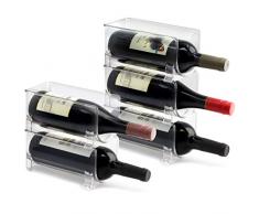 ELTOW Modulare Weinregal (2er-Pack) stapelbares Display und Aufbewahrungssystem, klar, robuster PET-Kunststoff, für Küche, Bar, Arbeitsfläche oder Esszimmer