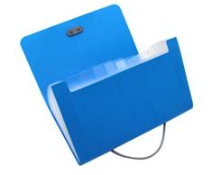 aimeio Fächermappe Ordner, 13 Taschen Akkordeon Datei Organizer Ordner mit 12 farbigen Label Index, Mini PP Wallet Organizer für Rechnungen, Quittungen, Schecks, Karten, Coupons, 17,4 x 10,8 cm A6 blau