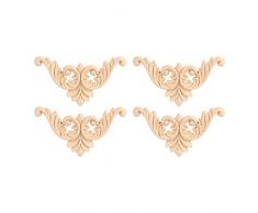 Yosoo 4 Stück Gummi-Holz Geschnitzte Eck-Applikation Möbel unlackiert DIY Tür Wandschrank Rahmen Dekor 8 * 8cm Gold