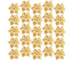 Livder Künstliche Weihnachtsstern Blumen für Weihnachtsbaum, Dekoration für Zuhause, 21 cm Durchmesser 8.3 Inches goldfarben