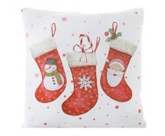 Eurofirany Kissenbezüge Kissenhüllen Couchkissenbezüge Sofakissenbezüge Weihnachten Christmas Dekorationskissen Doppelpack 2er Set Kopfkissenbezüge Dekokissen, Weiß + Rot, 40x40cm