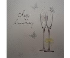 WHITE COTTON CARDS Champagnergläser Happy Anniversary, handgemacht, Weiß