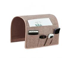Joywell Sofa-Armlehne, Taschen-Organizer, Couch-Armlehne, Nachttisch, mit 5 Taschen für TV-Fernbedienung, Zeitschriften, Bücher, Handy, Brille, iPad 13 x 35 Khaki