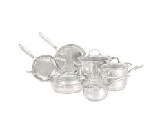 AmazonBasics Kochgeschirr-Set, Edelstahl, 11-teilig, Töpfe und Pfannen