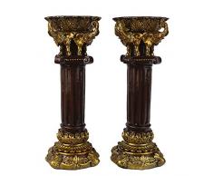 JHP Dekorative Kerzenhalter 2er Set – Retro Gold Stumpenkerzenhalter, Home Decor Stumpenkerzenständer für Wohnzimmer, Esszimmertisch Big