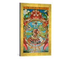 Gerahmtes Bild von Wandmalerei Songzanlin, Kloster, Mandala, Kunstdruck im hochwertigen handgefertigten Bilder-Rahmen, 40x60 cm, Gold Raya