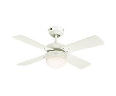 Westinghouse Lighting Deckenventilator mit Beleuchtung, Metall, 17 W, Ausführung in Weiß mit Wendeflügeln in hellem Ahorn/Weiß, 90 x 90 x 38 cm