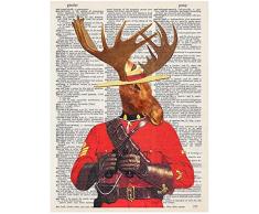 Art N Wordz Mounty Moose Ranger Original Wörterbuchbogen Pop Art Wand oder Schreibtisch Kunstdruck Poster