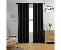 miuco Verdunkeln Tülle Strukturierte eingewoben Blackout Vorhänge für Wohnzimmer Vorhang Panels Set von 2..., metall, schwarz, 52x95 Inch