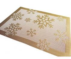 rimobul gewebtes Vinyl Basic Tischsets für Esszimmer und Küche, Set von 6 Snow-Gold