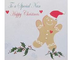 WHITE COTTON CARDS X143 Weihnachtskarte mit Aufschrift to a Special Nan, Lebkuchenmann-Motiv, handgemacht, Weiß