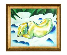 La Pastiche Ölgemälde, gerahmt, Motiv: Hund liegt im Schnee, 73,7 x 63,5 cm, Mehrfarbig