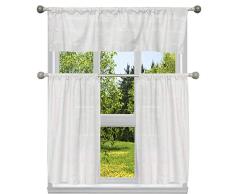 Homemaison Küchengardine, Schottenkaro, 10 cm, Metallic-Optik, Weiß/Silber, 29x36