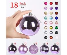GameXcel Christbaumkugeln Ornamente für Weihnachtsbaum - bruchsichere Weihnachtsbaumdekorationen groß hängende Kugel Large (3.2) 18pcs Iris Purple